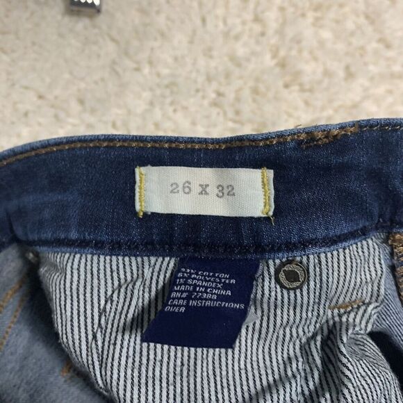 Madewell Skinny Skinny Dark Wash Blue Jeans Womens Size 26x32‎ Midrise Denim - Picture 5 of 10